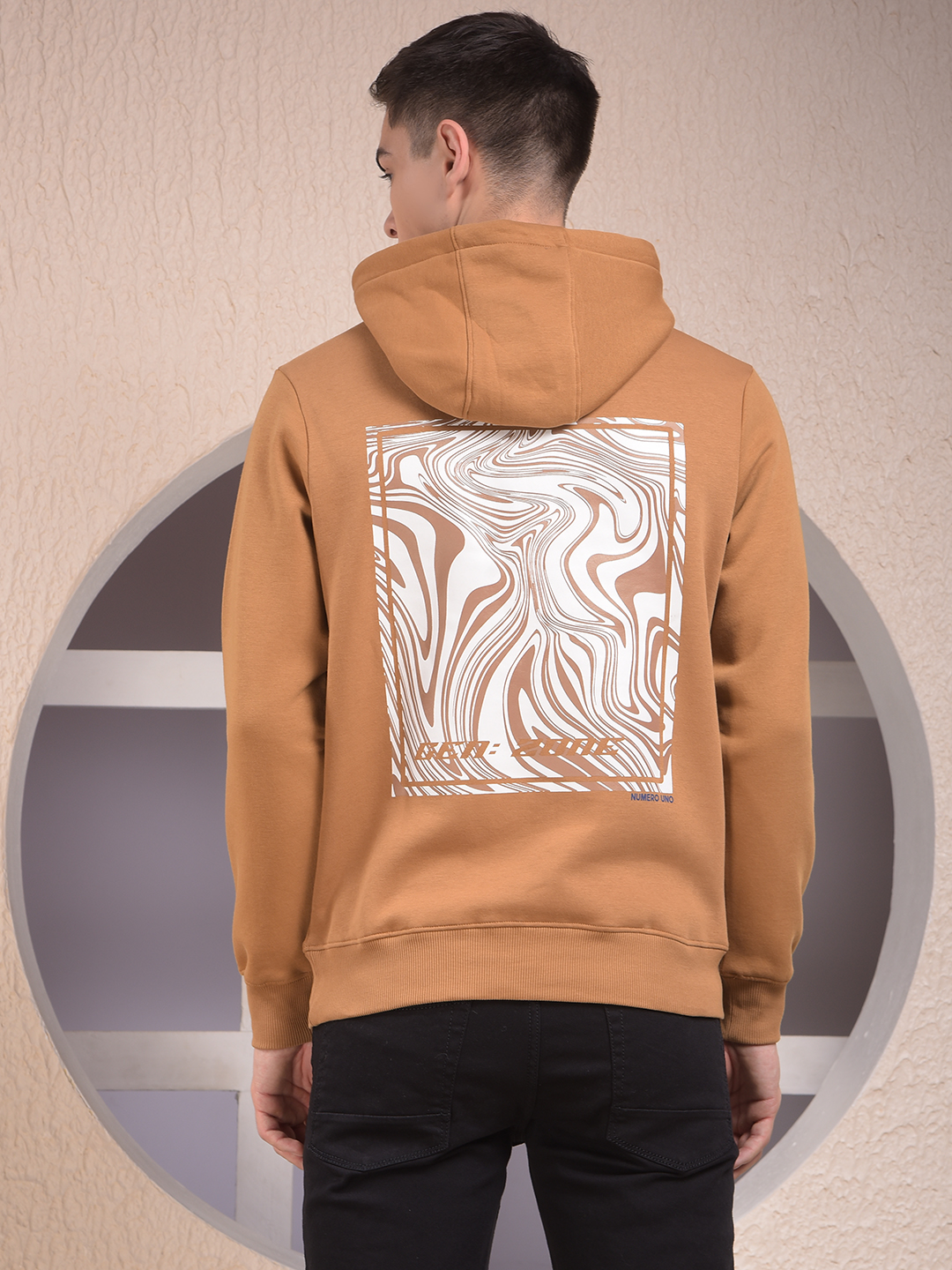 Numero Uno Men Solid Brown Hooded Neck Sweatshirt